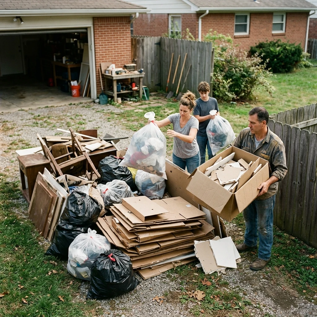 Household trash in a 20 yard dumpster